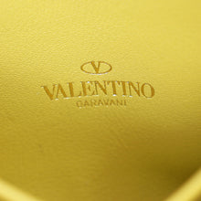 Valentino Yellow Green Rockstud Compact Zippy Wallet
