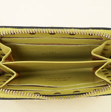 Valentino Yellow Green Rockstud Compact Zippy Wallet