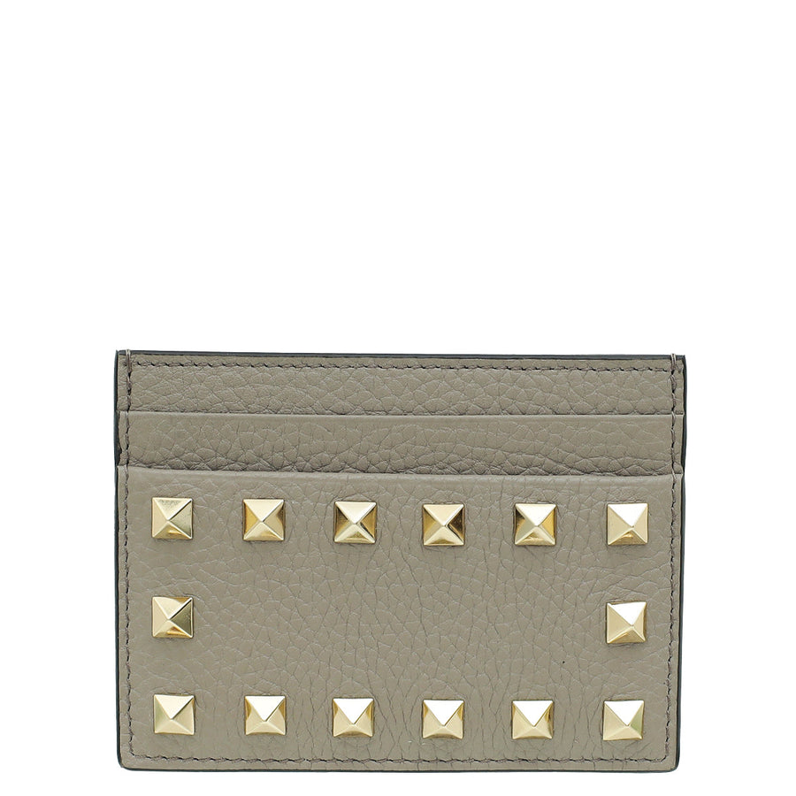 Valentino Gray Rockstud Card Holder