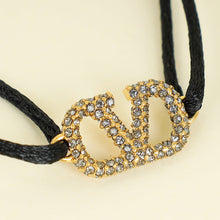Valentino Navy Blue Vlogo Crystal Cord Bracelet