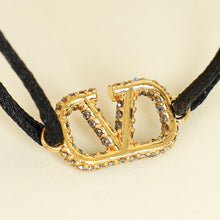 Valentino Navy Blue Vlogo Crystal Cord Bracelet