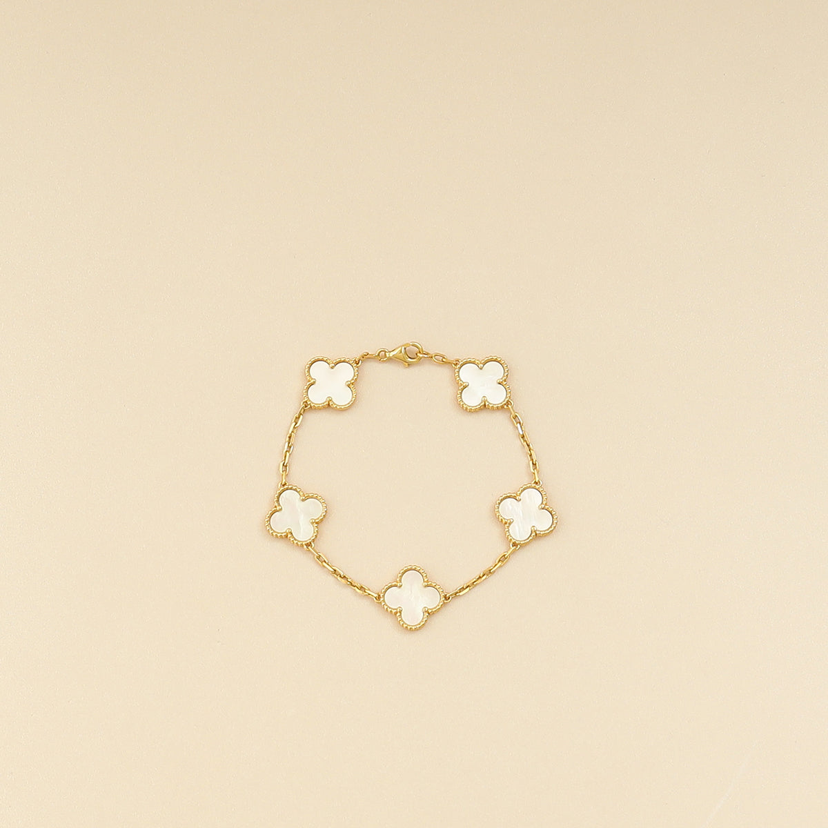 Van Cleef & Arpels 18K Yellow Gold 5 Motif MOP Vintage Alhambra Bracelet