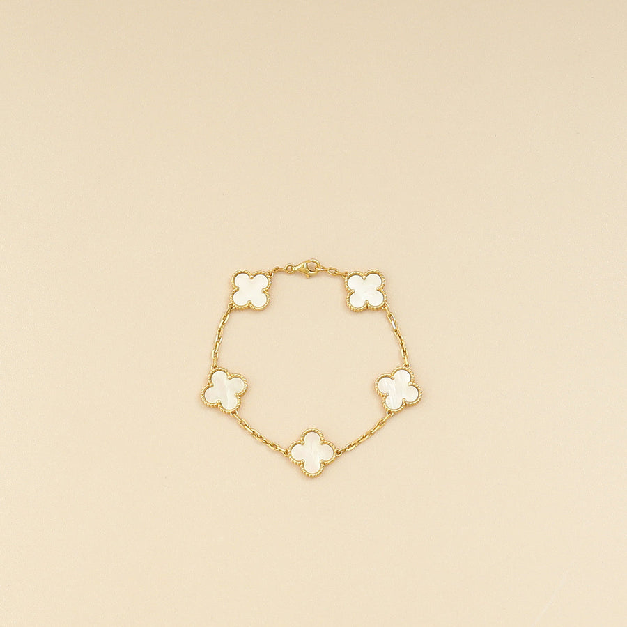 Van Cleef & Arpels 18K Yellow Gold 5 Motif MOP Vintage Alhambra Bracelet