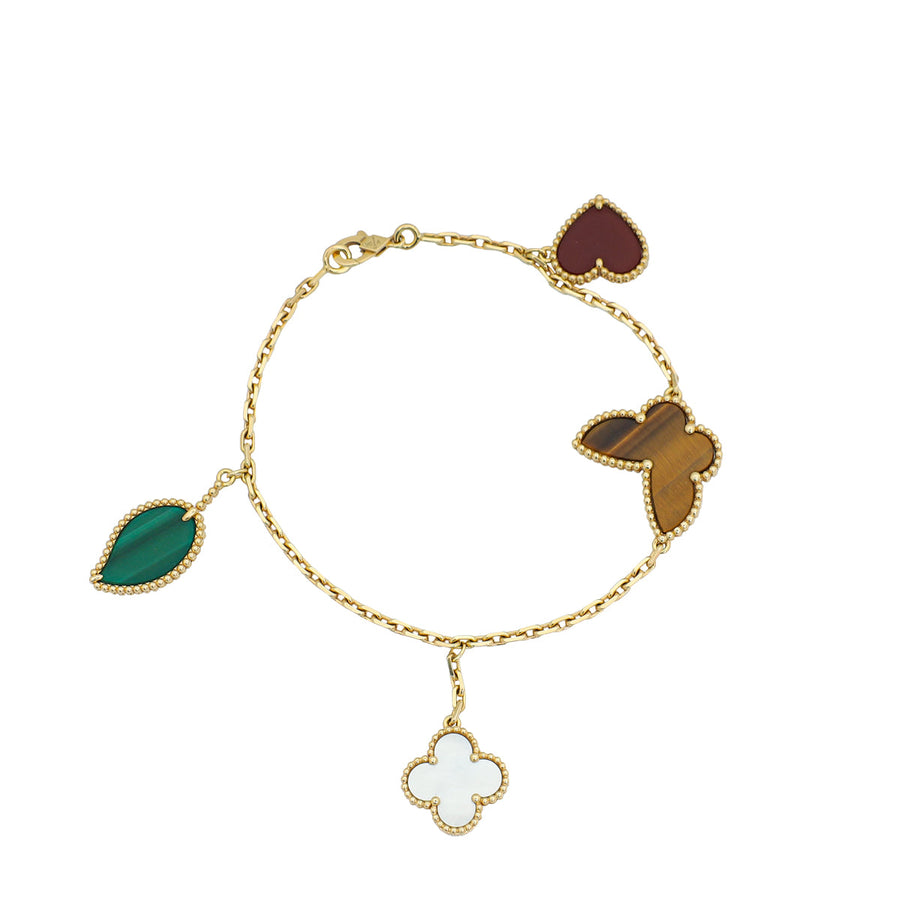 Van Cleef & Arpels 18K Yellow Gold Lucky Alhambra 4 Motifs Bracelet