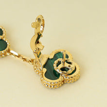 Van Cleef & Arpels 18K Yellow Gold Magic Alhambra Malachite 3 Motifs Earrings