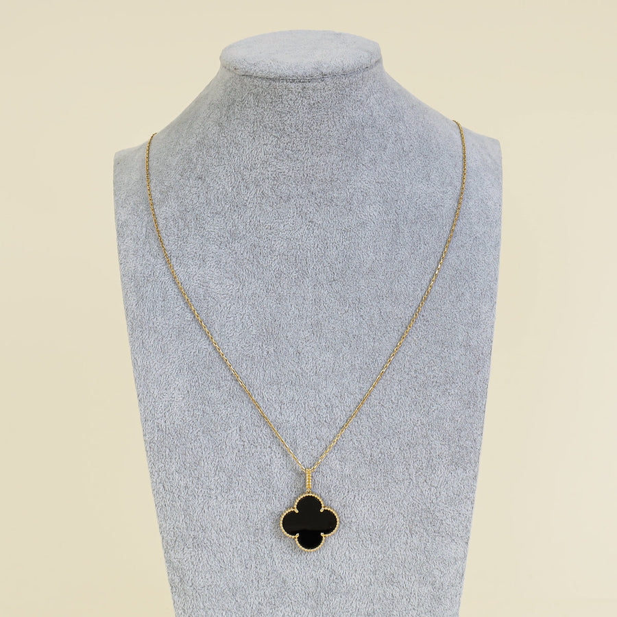 Van Cleef & Arpels 18K Yellow Gold Onyx Magic Alhambra Necklace