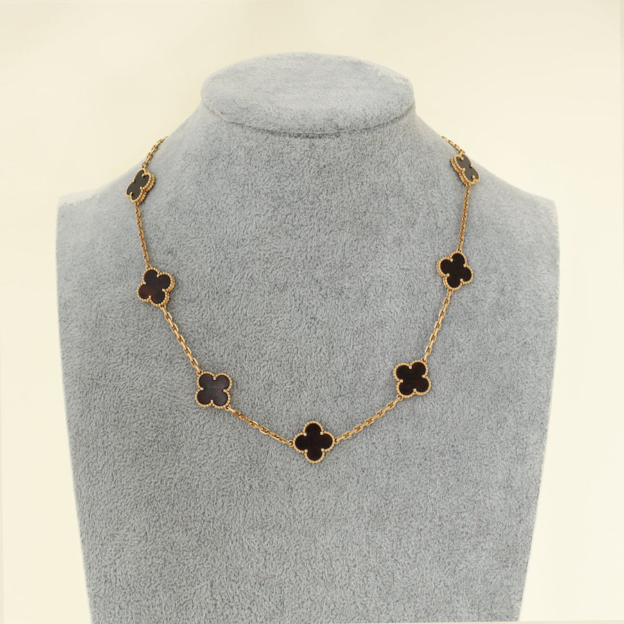 Van Cleef & Arpels 18K Pink Gold Vintage Alhambra 10 Motifs Necklace