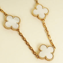 Van Cleef & Arpels 18K Yellow Gold Vintage Alhambra 10 Motifs MOP Necklace