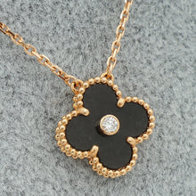 Van Cleef & Arpels 18K Rose Gold Diamond Silver Obsidian Vintage Alhambra Holiday 2023 Pendant Necklace