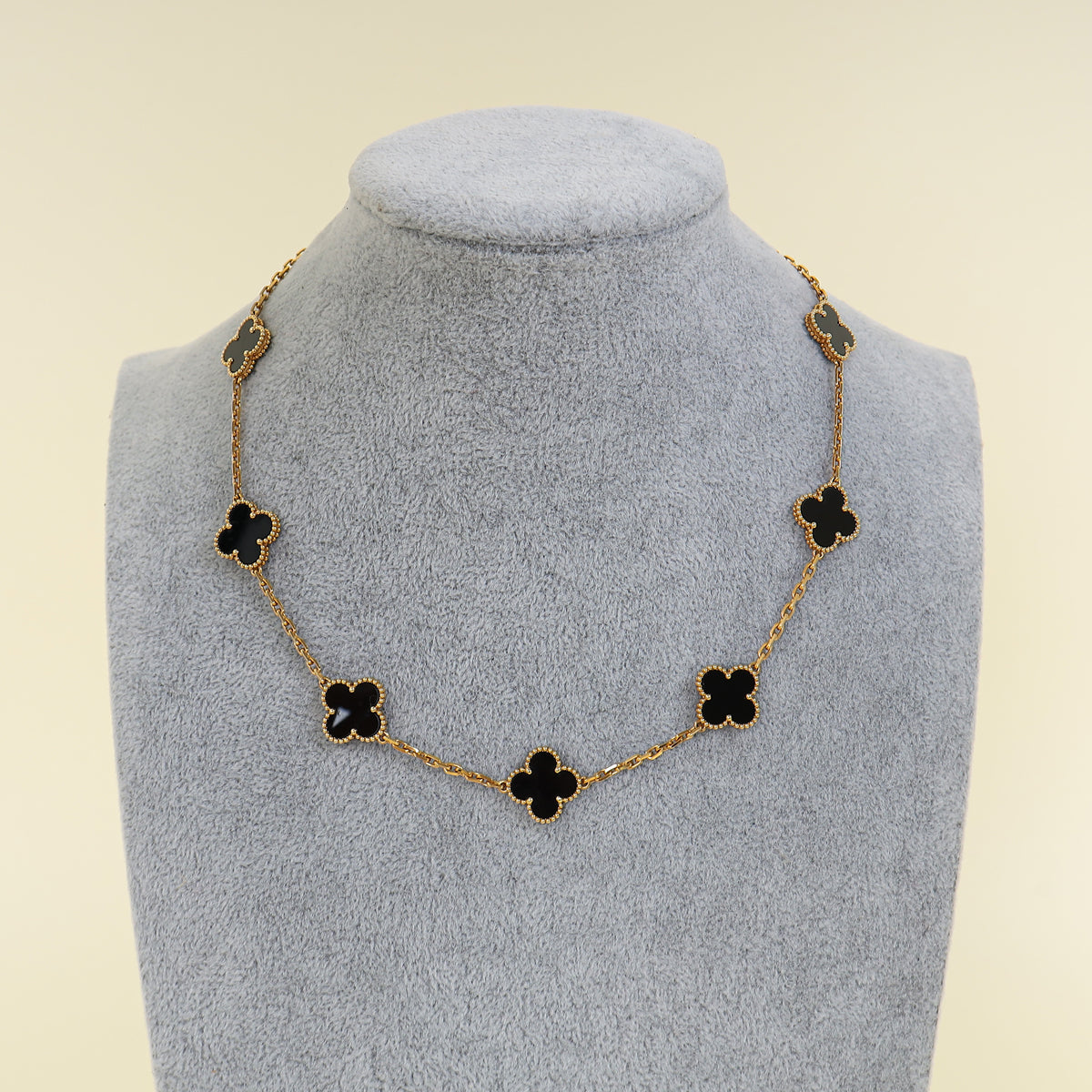 Van Cleef & Arpels 18K Yellow Gold Vintage Alhambra 10 Motifs Necklace