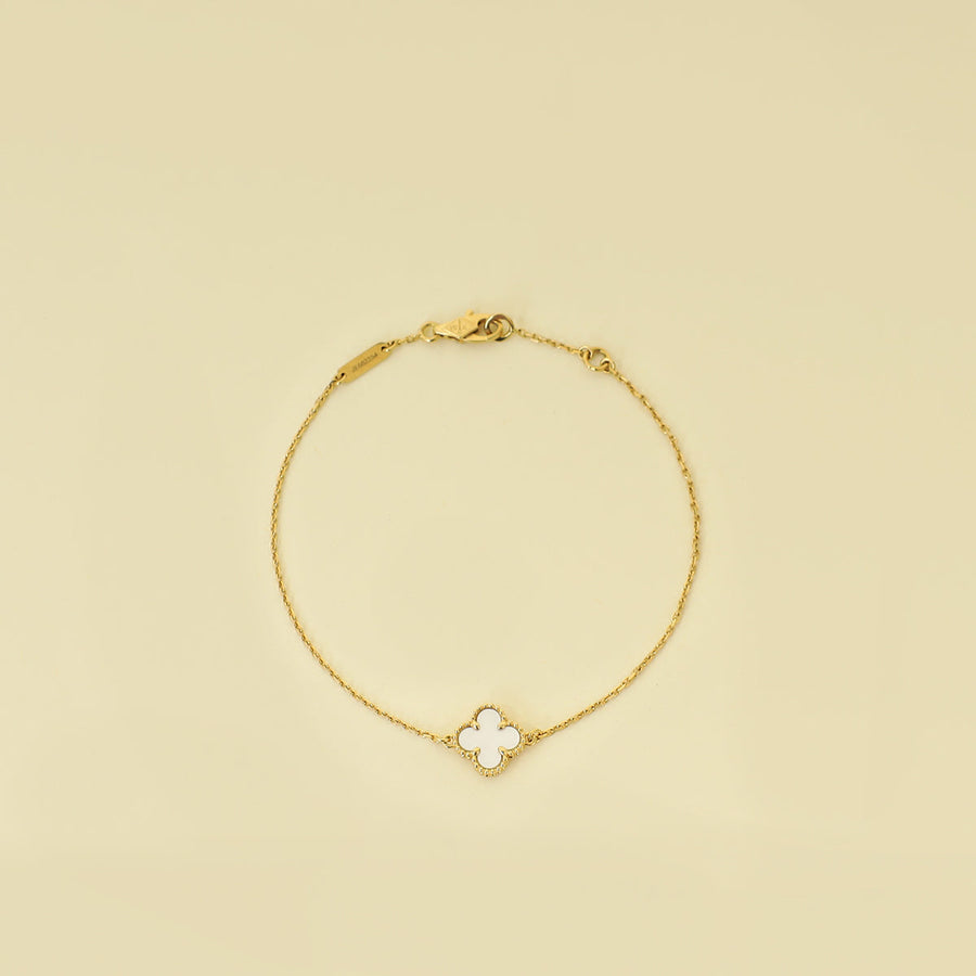 Van Cleef & Arpels 18K Yellow Gold Sweet Alhambra Mop Bracelet