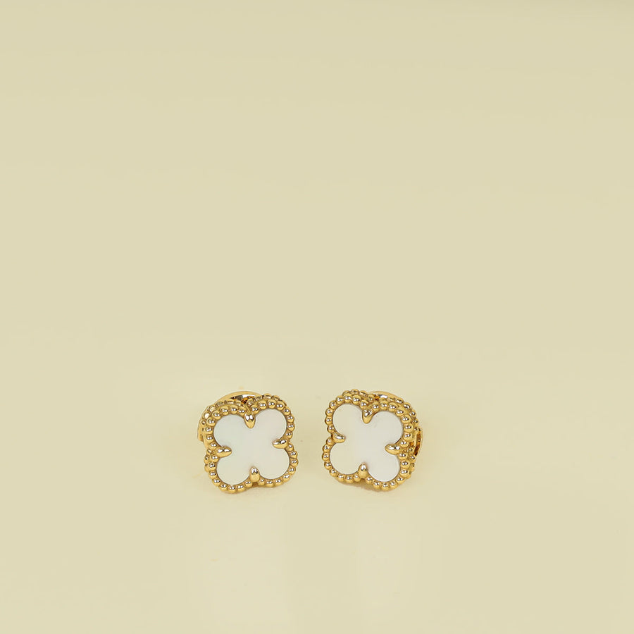 Van Cleef & Arpels 18K Yellow Gold Sweet Alhambra MOP Earstuds
