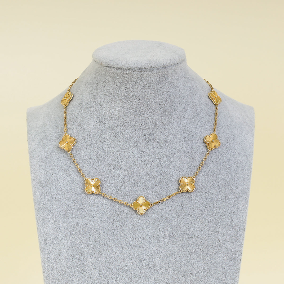 Van Cleef & Arpels 18K Yellow Gold Vintage Alhambra 10 Motifs Necklace