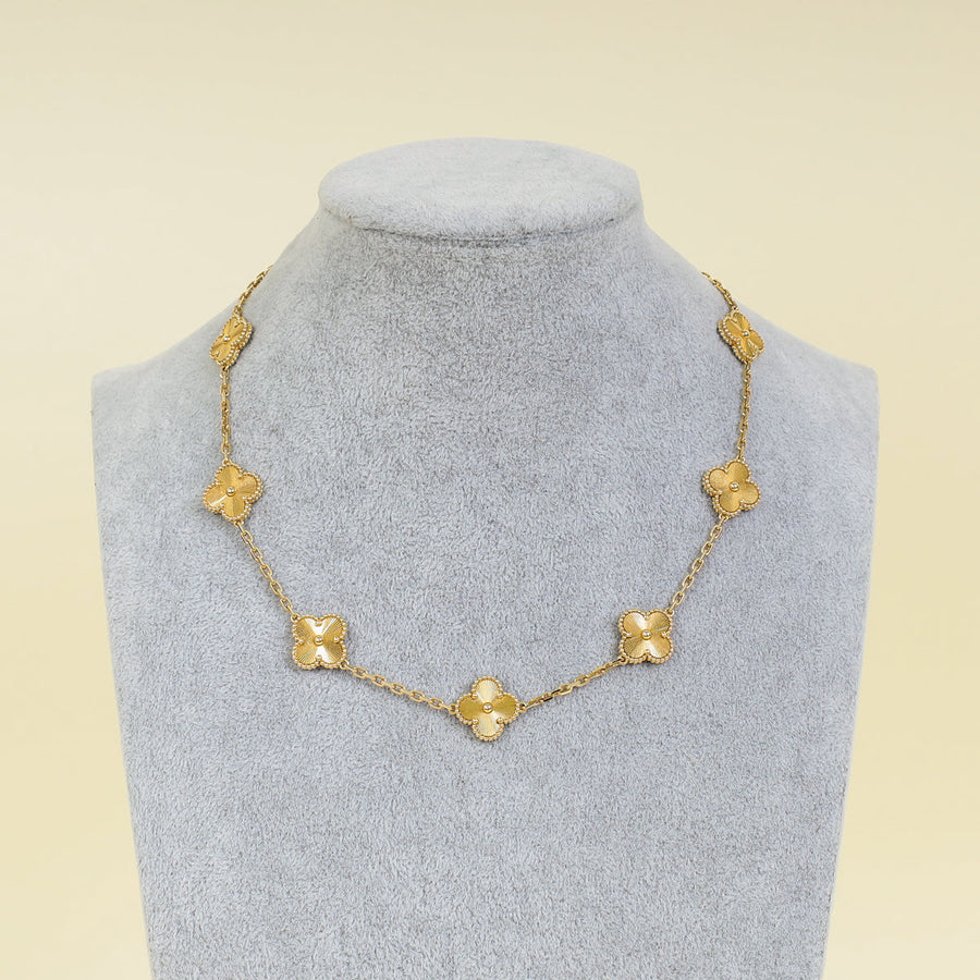 Van Cleef & Arpels 18K Yellow Gold Vintage Alhambra 10 Motifs Necklace