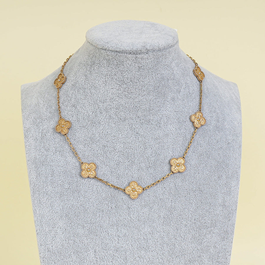 Van Cleef & Arpels 18K Rose Gold Vintage Alhambra 10 Motifs Necklace