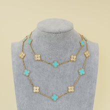 Van Cleef & Arpels 18K Yellow Gold Vintage Alhambra 20 Motifs Turquoise Diamond Necklace