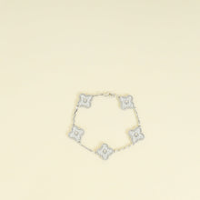 Van Cleef and Arpels 18K White Gold Vintage Alhambra 5 Motifs Diamond Bracelet