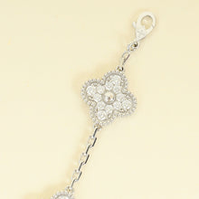Van Cleef and Arpels 18K White Gold Vintage Alhambra 5 Motifs Diamond Bracelet