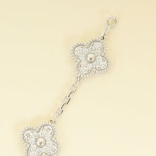 Van Cleef and Arpels 18K White Gold Vintage Alhambra 5 Motifs Diamond Bracelet