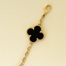 Van Cleef & Arpels 18K Yellow Gold Vintage Alhambra 5 Motifs Onyx Bracelet