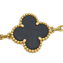 Van Cleef & Arpels 18K Yellow Gold Vintage Alhambra 5 Motifs Onyx Bracelet
