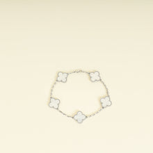 Van Cleef & Arpels 18K White Gold Vintage Alhambra MOP 5 Motifs Bracelet