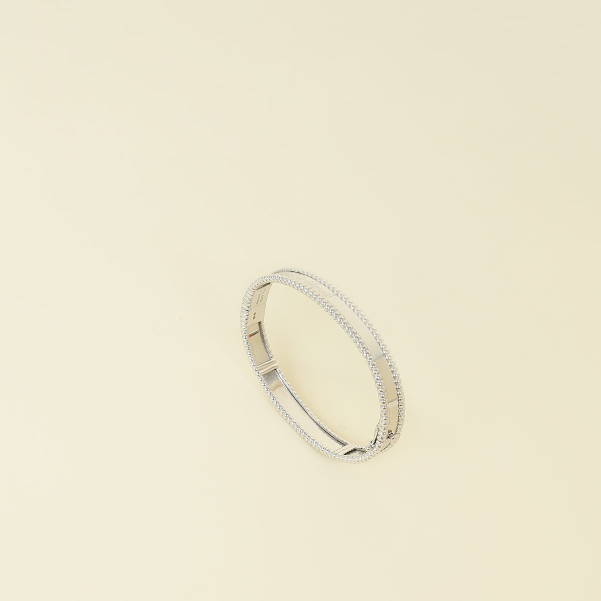 Van Cleef & Arpels 18K White Gold Perlée Signature Bracelet, Medium Model