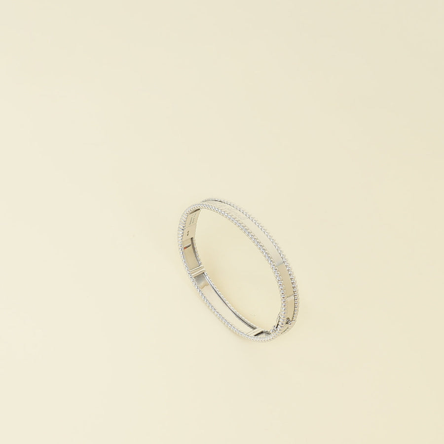 Van Cleef & Arpels 18K White Gold Perlée Signature Bracelet, Medium Model