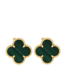 Van Cleef & Arpels 18K Yellow Gold Vintage Alhambra Malachite Earrings