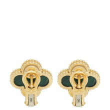 Van Cleef & Arpels 18K Yellow Gold Vintage Alhambra Malachite Earrings