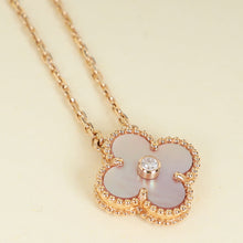 Van Cleef & Arpels 18K Rose Gold Diamond Holiday Pendant Pink MOP Necklace
