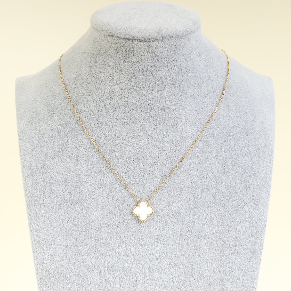 Van Cleef & Arpels 18K Yellow Gold Vintage Alhambra MOP Pendant Necklace
