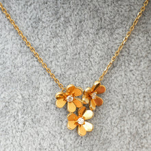 Van Cleef & Arpels 18K Yellow Gold Diamond Frivole 3 Flowers Pendant Mini Model Necklace