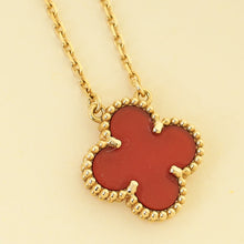 Van Cleef & Arpels 18K Yellow Gold Carnelian Vintage Alhambra Pendant Necklace