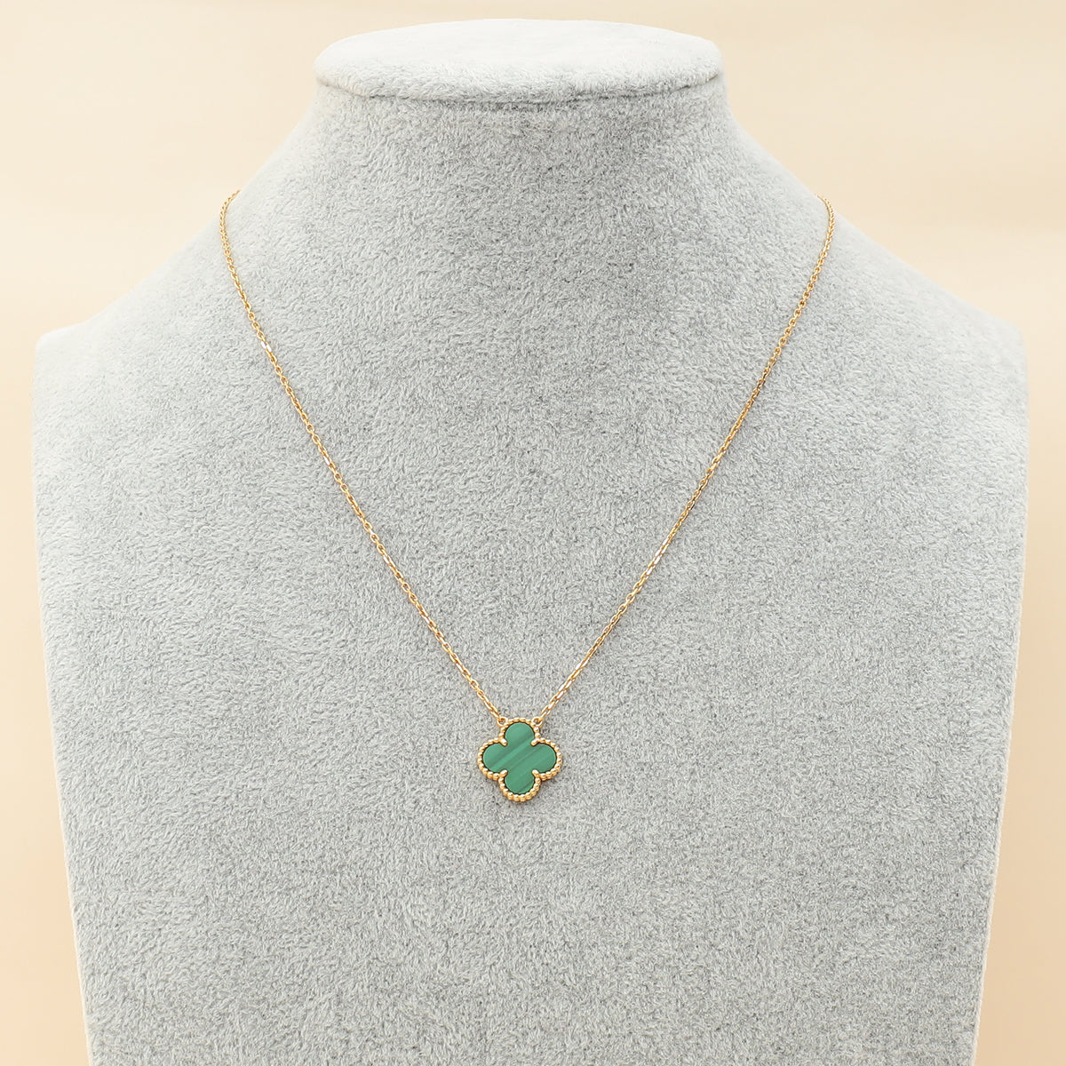 Van Cleef & Arpels 18K Yellow Gold Vintage Alhambra Malachite Pendant Necklace