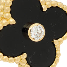 Van Cleef & Arpels 18K Yellow Gold 1 Diamond Onyx Vintage Alhambra Ring 50