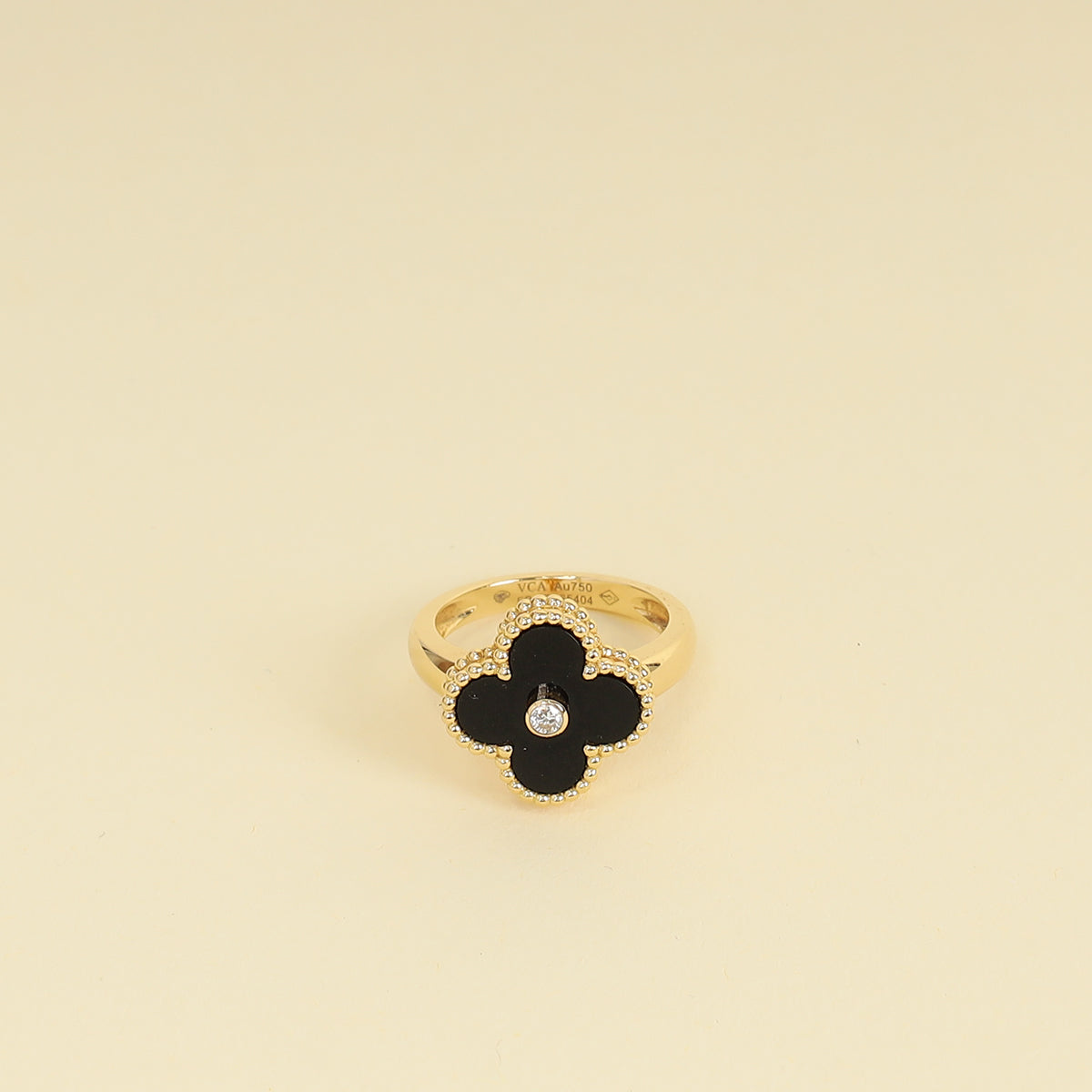 Van Cleef & Arpels Vintage Alhambra 1 Diamond Onyx Ring 52