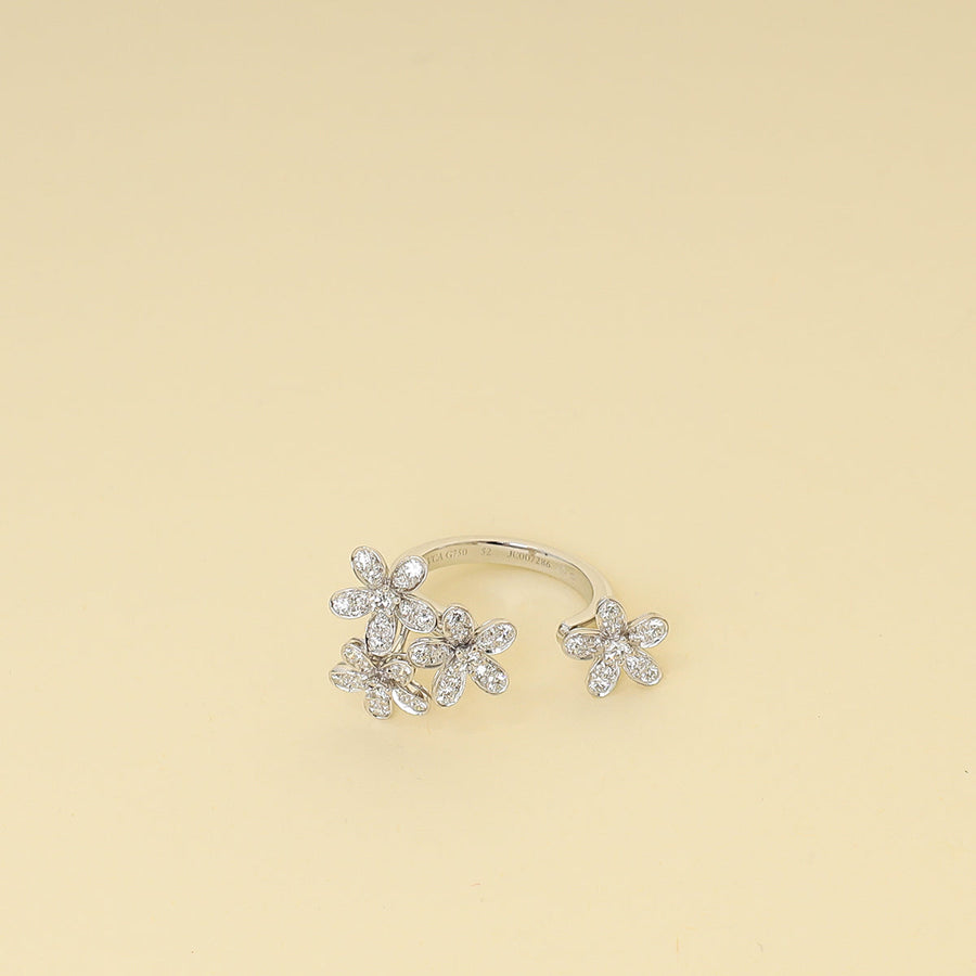 Van Cleef & Arpels 18K White Gold Socrate Between the Finger Ring 52