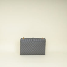 YSL Grey Monogram Chevron Envelope Large Satchel Bag