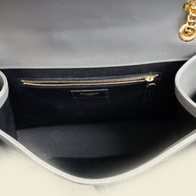 YSL Grey Monogram Chevron Envelope Large Satchel Bag
