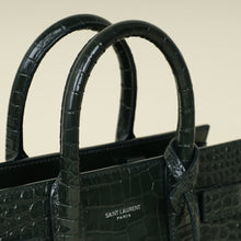 YSL Green Croco Embossed Nano Sac De Jour Bag