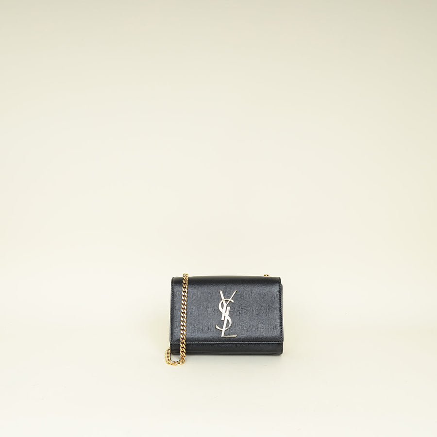 YSL Black Monogram Kate Satchel Chain Shoulder Bag
