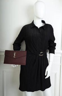 YSL Rouge Legion Croco Embossed Uptown Pouch
