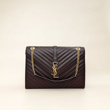 YSL Burgundy Monogram Envelope Large Satchel Bag