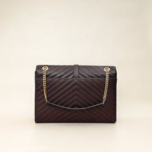 YSL Burgundy Monogram Envelope Large Satchel Bag