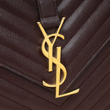 YSL Burgundy Monogram Envelope Large Satchel Bag
