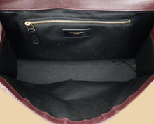 YSL Burgundy Monogram Envelope Large Satchel Bag