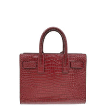 YSL Burgundy Croco Embossed Sac De Jour Nano Bag