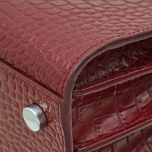 YSL Burgundy Croco Embossed Sac De Jour Nano Bag