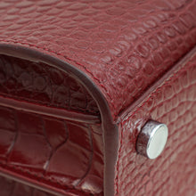 YSL Burgundy Croco Embossed Sac De Jour Nano Bag